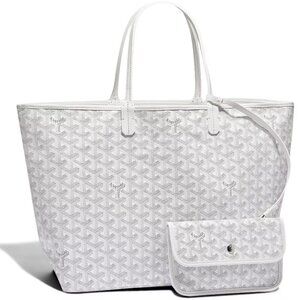 Goyard St Louis PM White Shoulder Tote Bag & Pouch Wallet Saint Louis Purse
